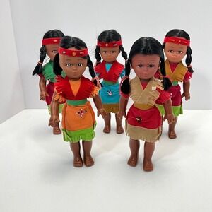 Vintage Native‎ American Dolls Set of 5 Souvenir Dolls 10 Inch